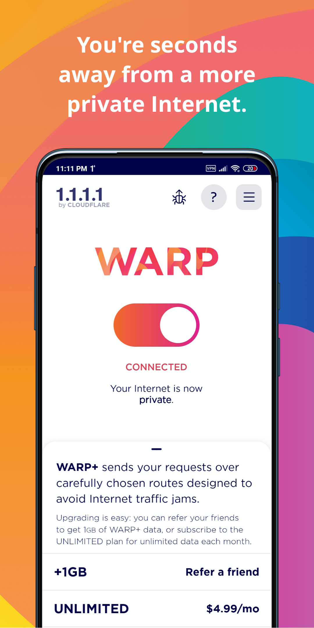 1.1.1.1 + WARP: Safer Internet — 2